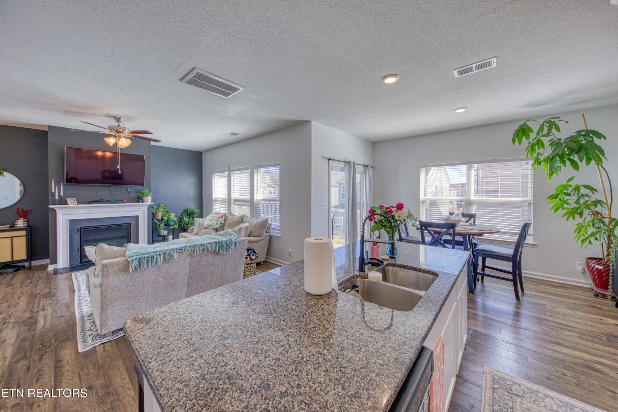 155 Ibis Loop Oak Ridge, TN 37830 - Photo 10 of 20 a living room with furniture a fireplace a potted plant and wooden floor