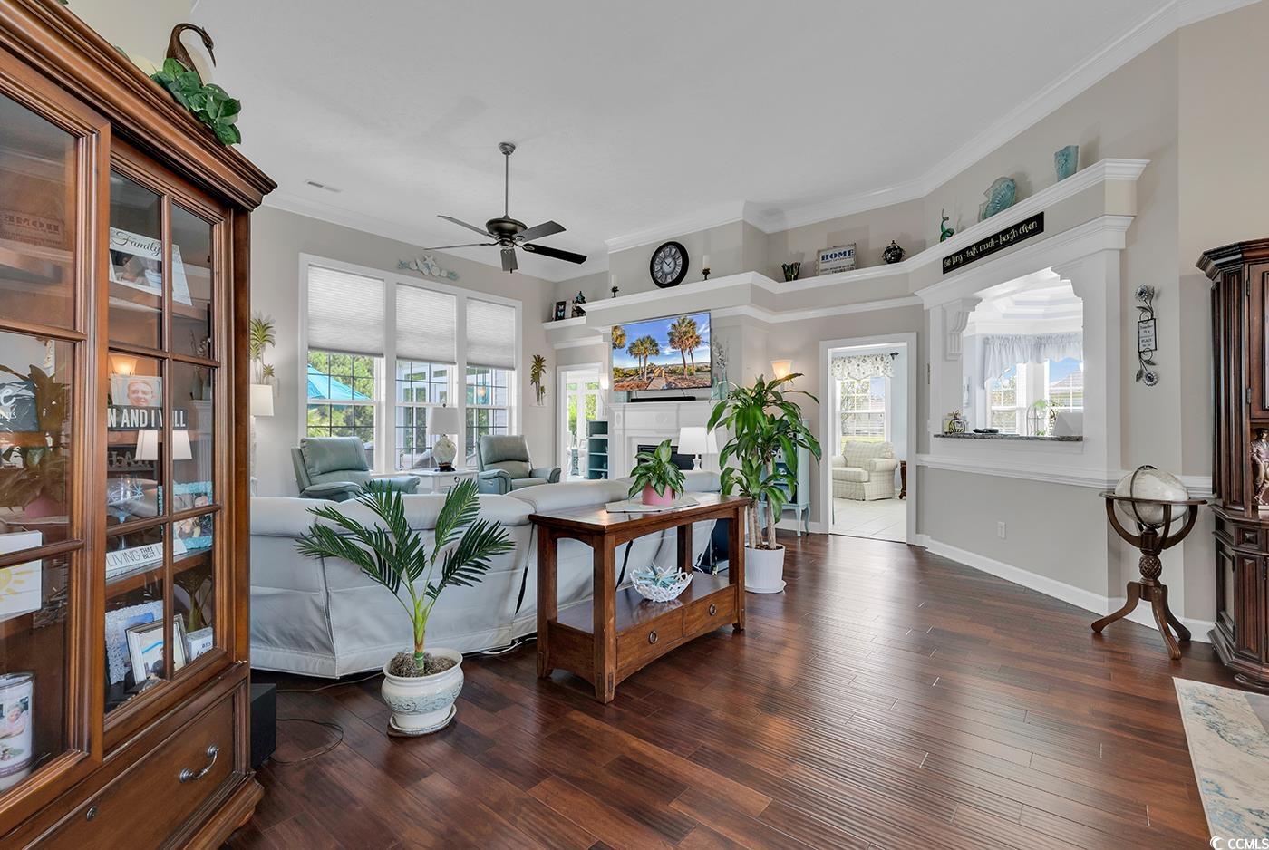 517 Stone Crest Court Murrells Inlet, SC 29576 - Photo 5 of 39 Living room with a wealth of natural light, crown