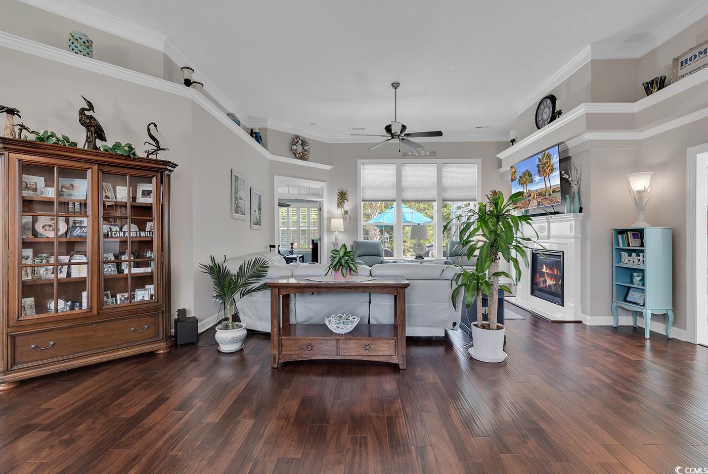 517 Stone Crest Court Murrells Inlet, SC 29576 - Photo 8 of 39 Living room with dark hardwood / wood-style floors