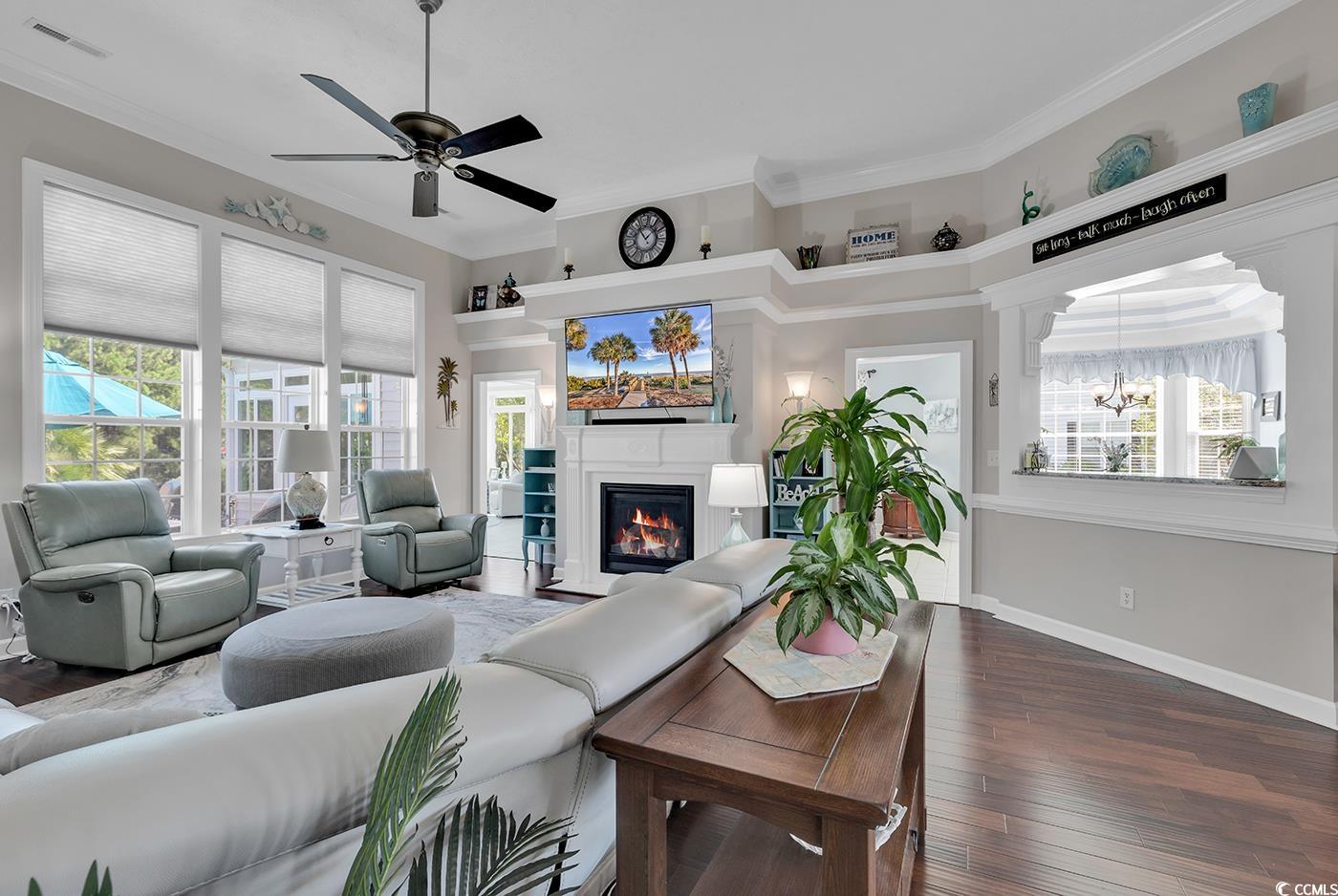 517 Stone Crest Court Murrells Inlet, SC 29576 - Photo 9 of 39 Living room featuring dark hardwood / wood-style f
