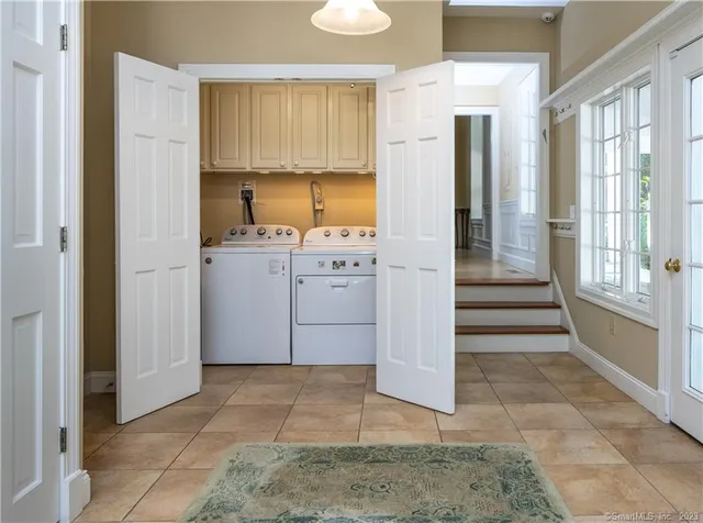 a room with a washer and dryer