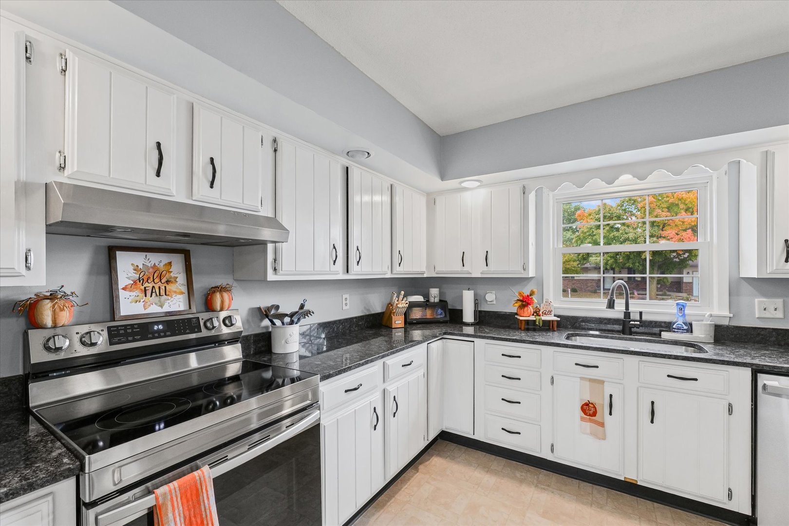 407 Church Street Royal, IL 61871 - Photo 13 of 31 a kitchen with cabinets appliances a sink and a window