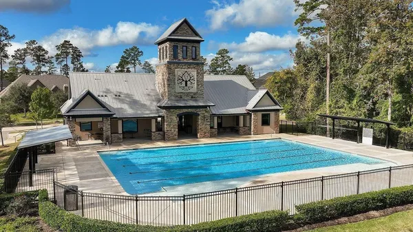an aerial view of a house