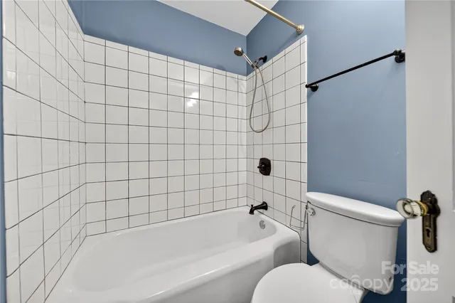 a bathroom with a toilet and a bathtub