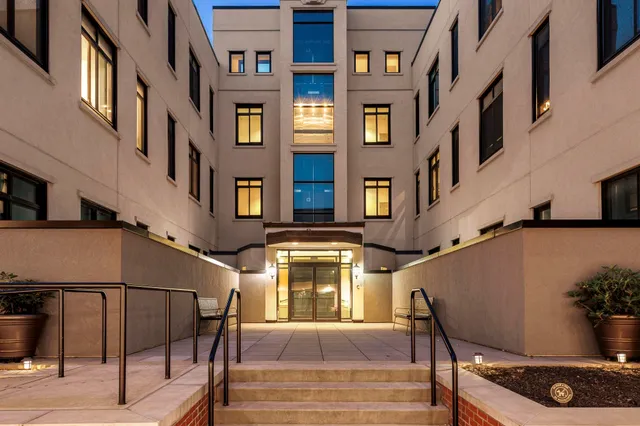 a view of a building with many windows