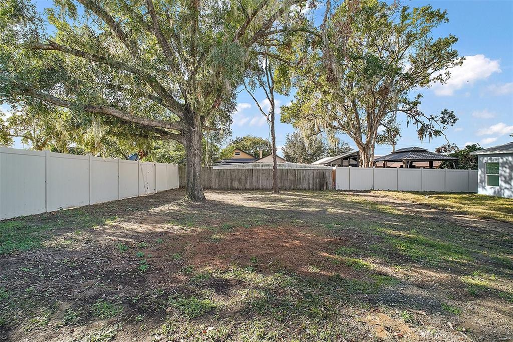 444 Fahnstock Street Eustis, FL 32726 - Photo 25 of 25 a view of a backyard with large trees and a barn