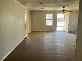 an empty room with windows