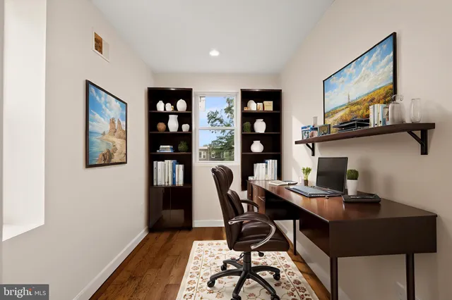 a workspace with furniture