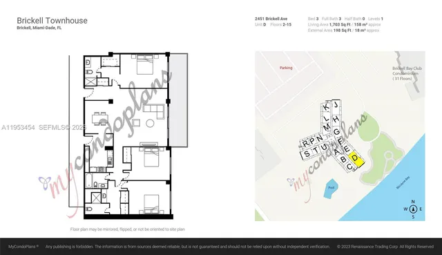 $1,195,000 | 2451 Brickell Avenue, Unit 14D, Miami, FL 33129