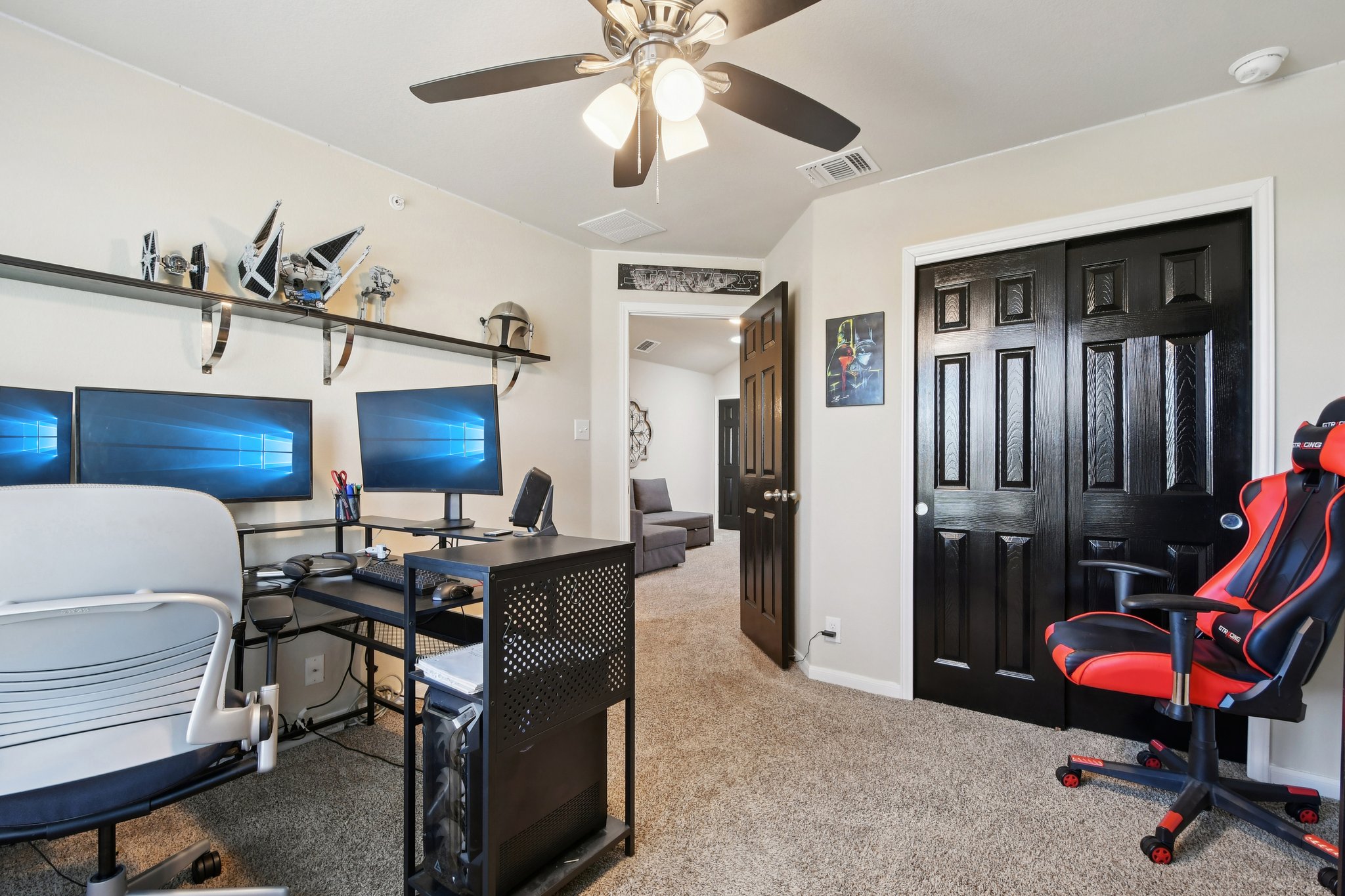 616 Lookout Tree Lane Round Rock, TX 78664 - Photo 20 of 39 Office area featuring ceiling fan and light carpet