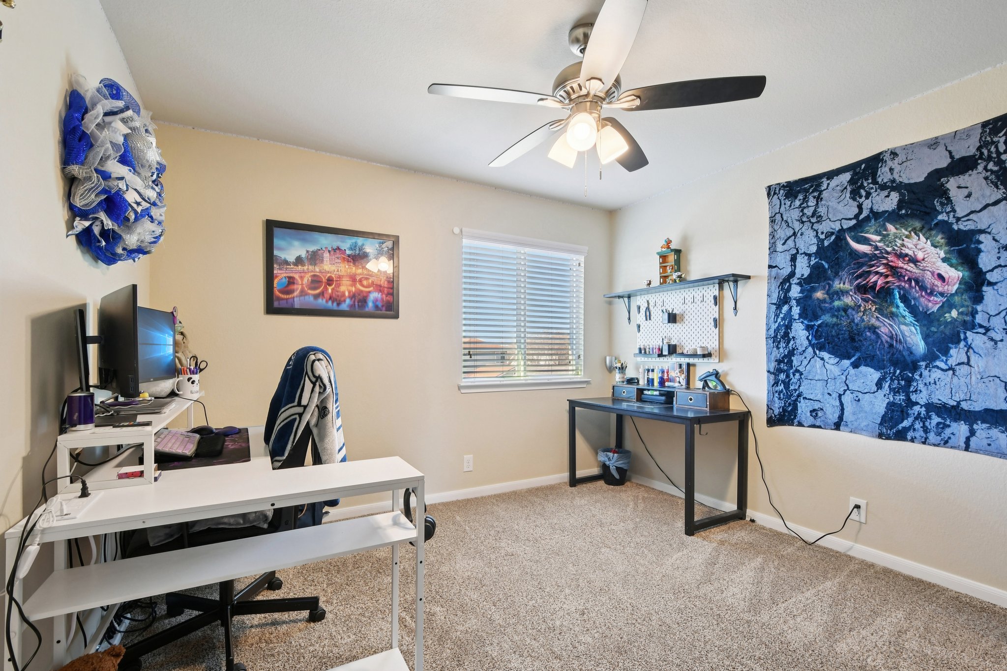 616 Lookout Tree Lane Round Rock, TX 78664 - Photo 22 of 39 Office space featuring light carpet and ceiling fan