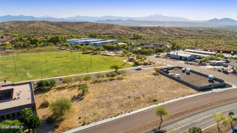 a view of a city with an ocean view