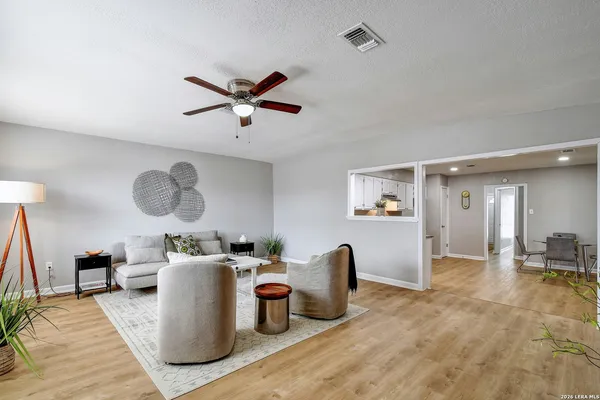 a living room with furniture