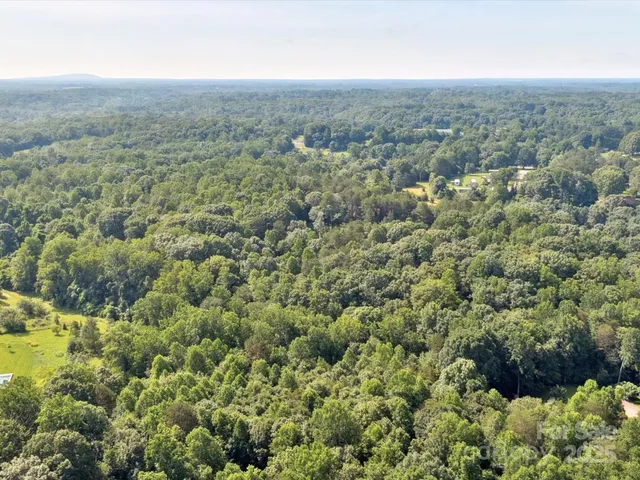 an aerial view of houses covered in trees