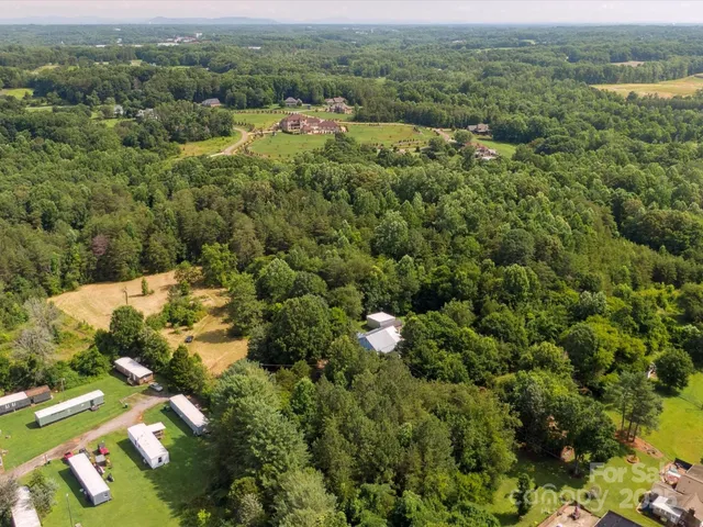 a view of a city with lush green forest