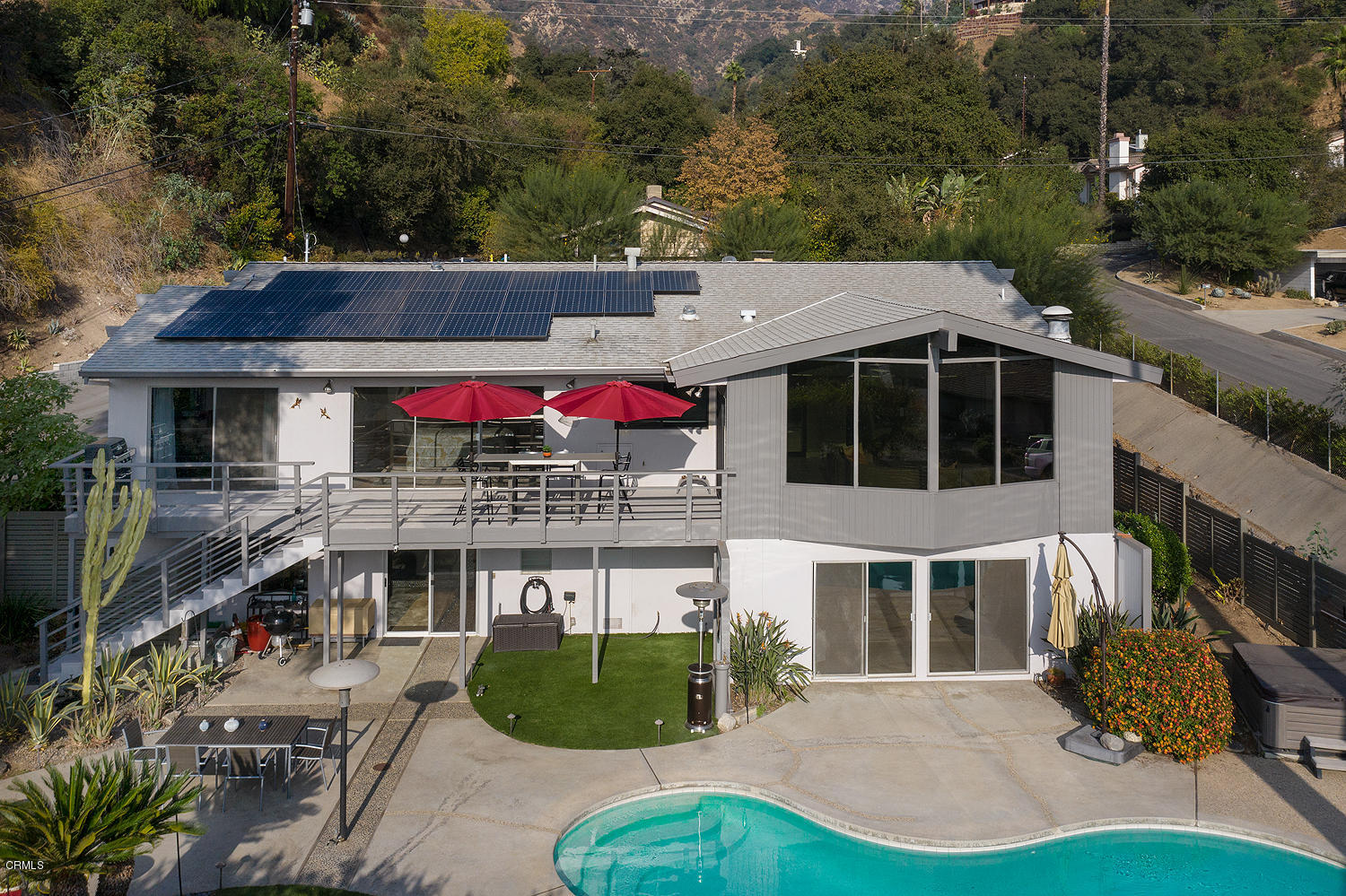 2044 Cricklewood Path Pasadena, CA 91107 - Photo 32 of 32 a aerial view of a house with a yard balcony