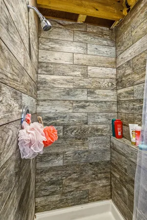 a bathroom with a shower