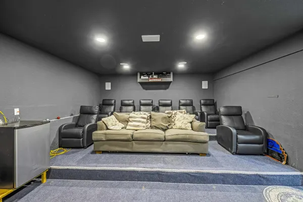 a projector room with a couch