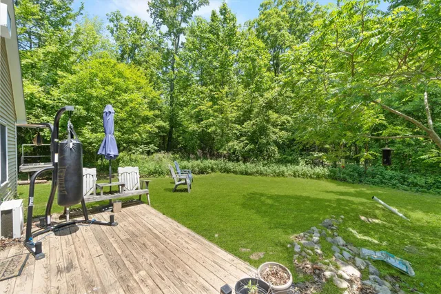 a view of a lake with a big yard