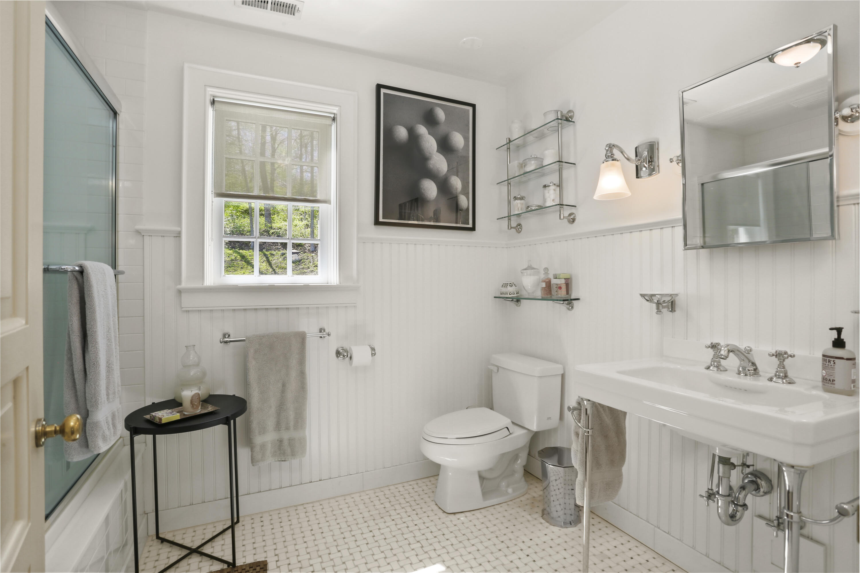 215 Cross Ridge Road New Canaan, CT 06840 - Photo 32 of 50 a bathroom with a toilet sink and mirror