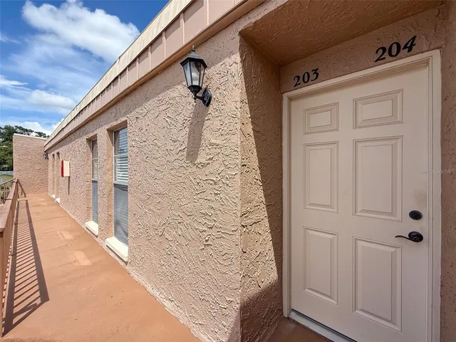 a view of a wooden door