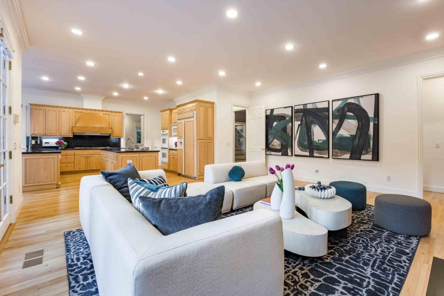 37 Valley Road Atherton, CA 94027 - Photo 13 of 39 a living room with furniture and a view of kitchen