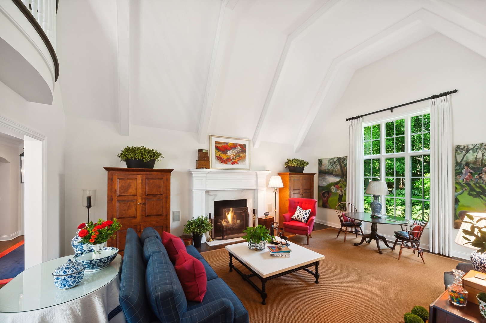 370 North Mayflower Road Lake Forest, IL 60045 - Photo 8 of 29 a living room with furniture fireplace and a large window
