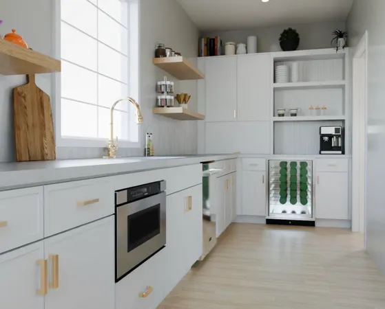 a kitchen with a cabinets and window