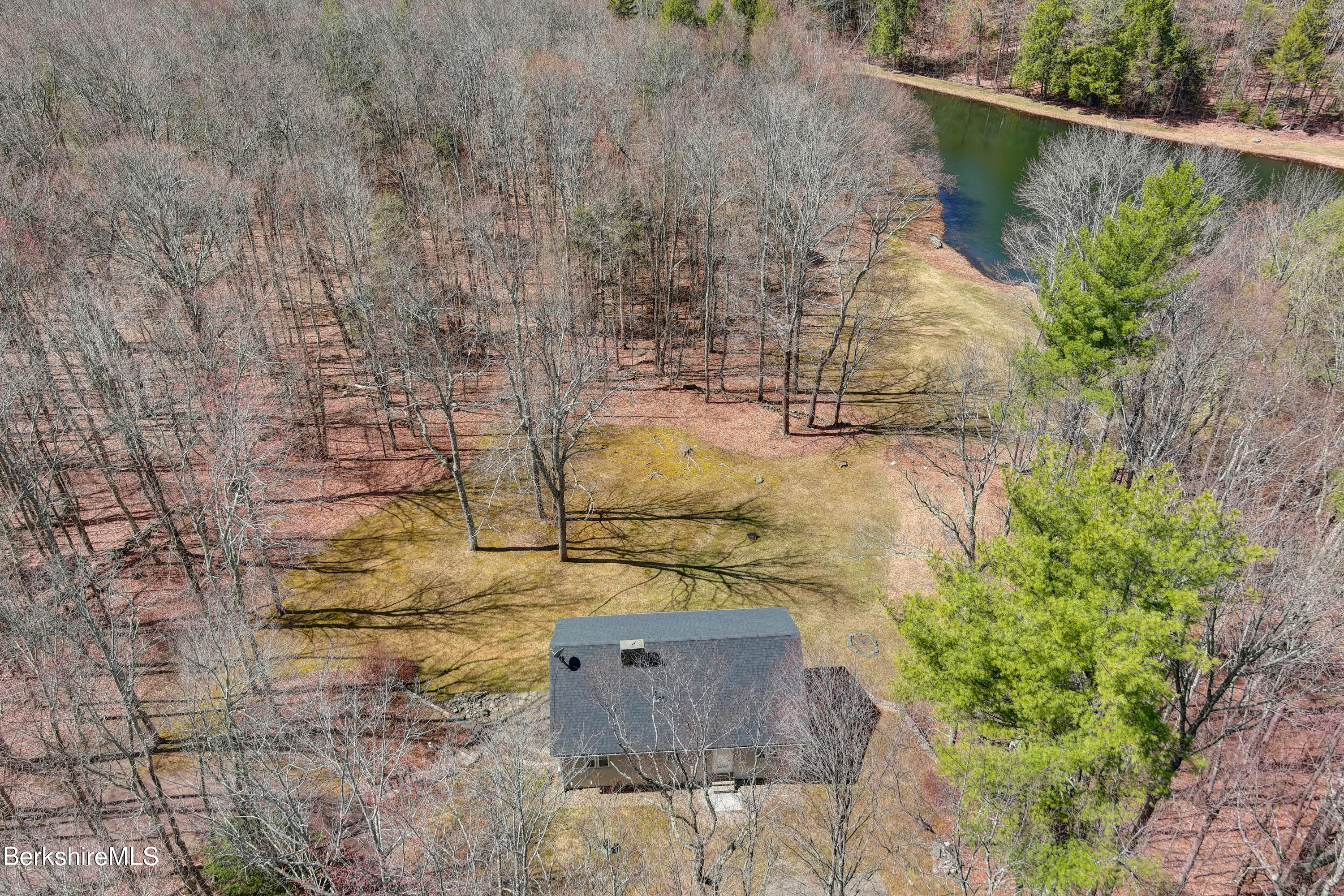 113 Nash Road Cummington, MA 01026 - Photo 43 of 44 43-Aerial View of Home amp; Pond