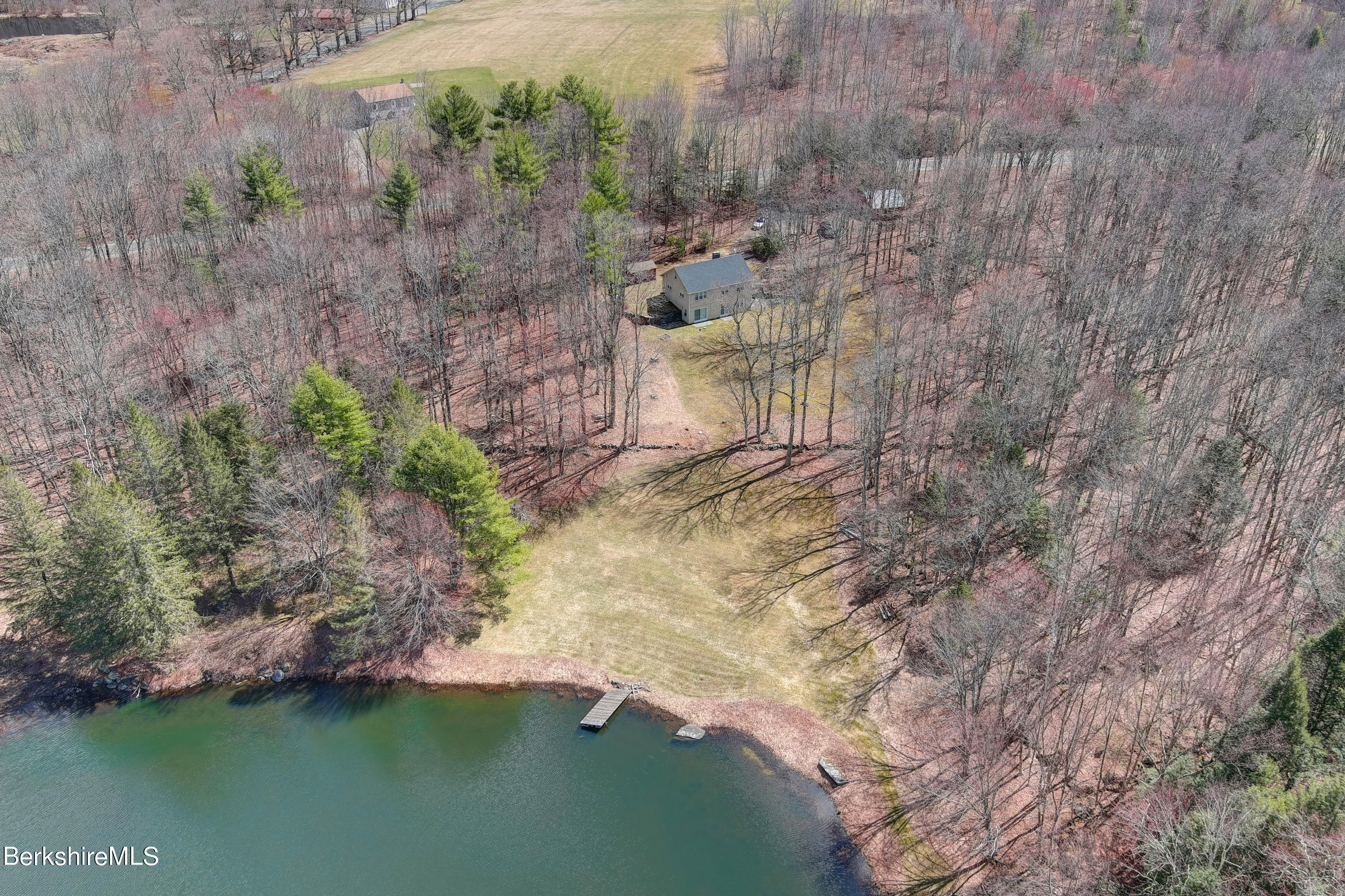 113 Nash Road Cummington, MA 01026 - Photo 44 of 44 44-Aerial View of Home amp; Pond