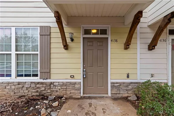 a front view of a house with a window