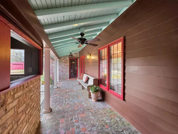 a view of an outdoor space with a patio
