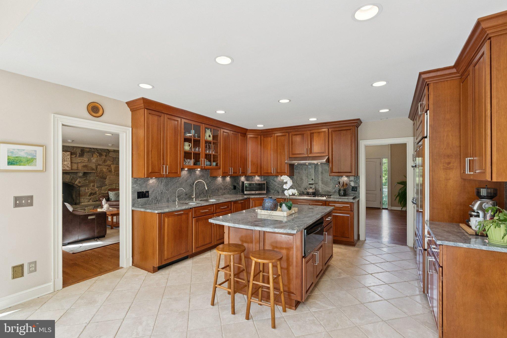 9817 Conestoga Way Potomac, MD 20854 - Photo 9 of 35 a large kitchen with stainless steel appliances a large counter top a stove and a refrigerator