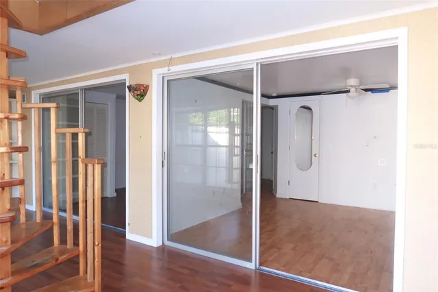 a view of a bathroom with a glass door