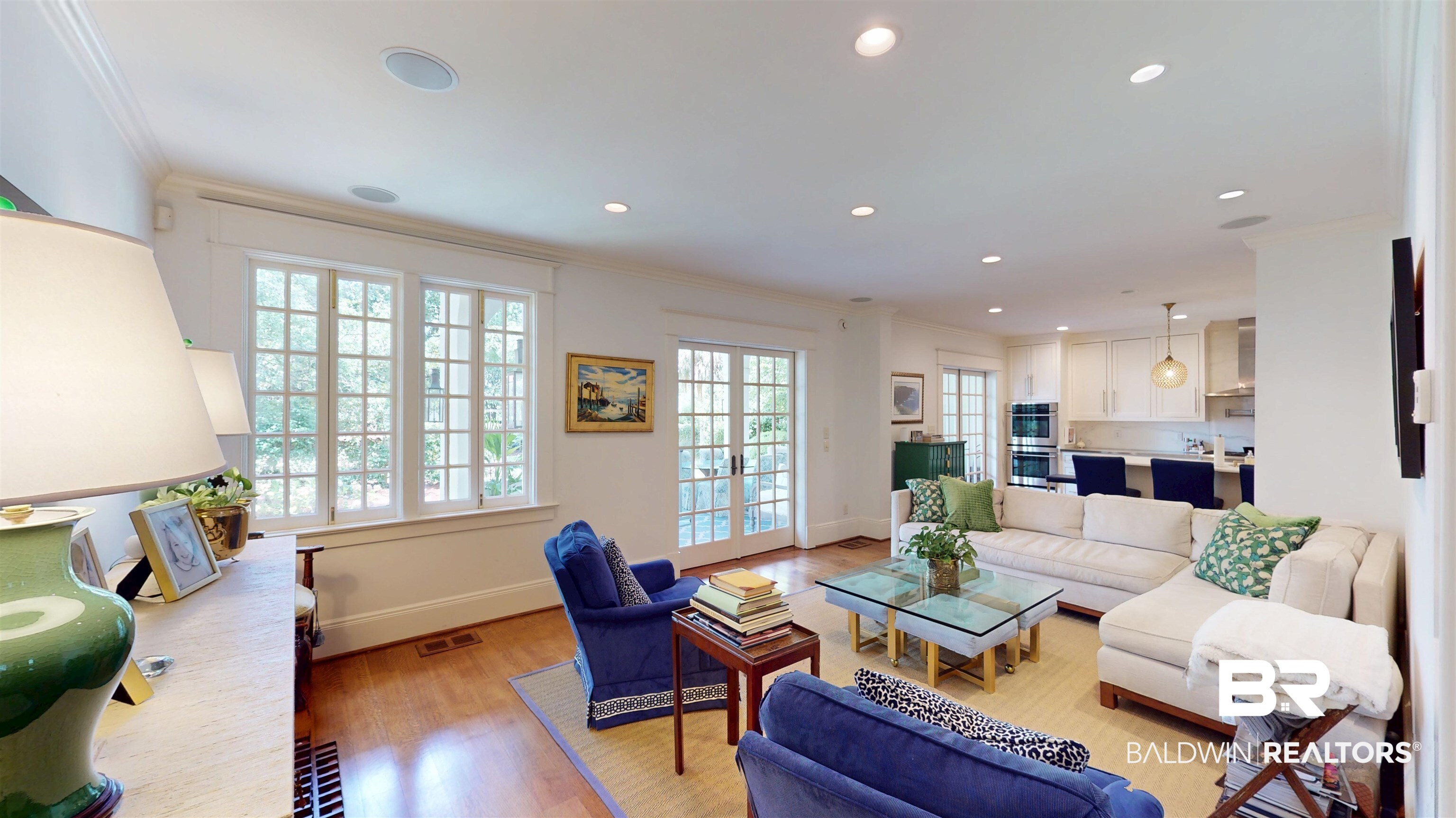 211 Lanier Avenue Mobile, AL 36607 - Photo 16 of 73 Living room with crown molding, light wood-type flooring, and recessed lighting