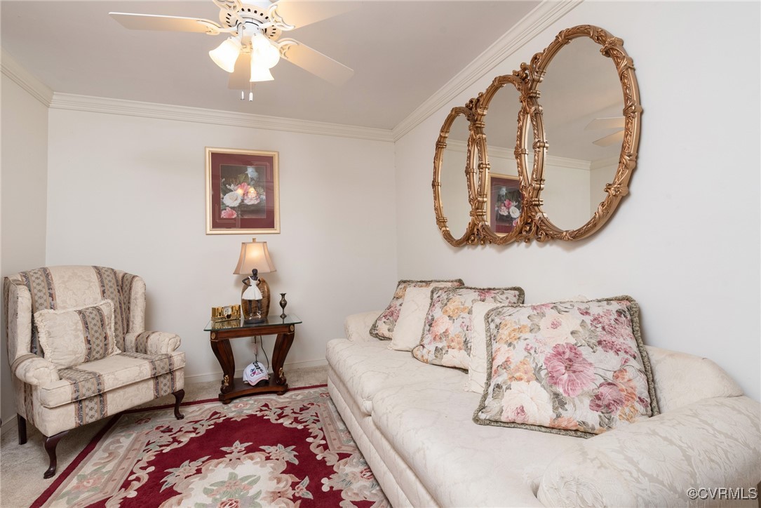 5604 Monguy Road Charles City, VA 23030 - Photo 13 of 49 Carpeted living area featuring ceiling fan, basebo