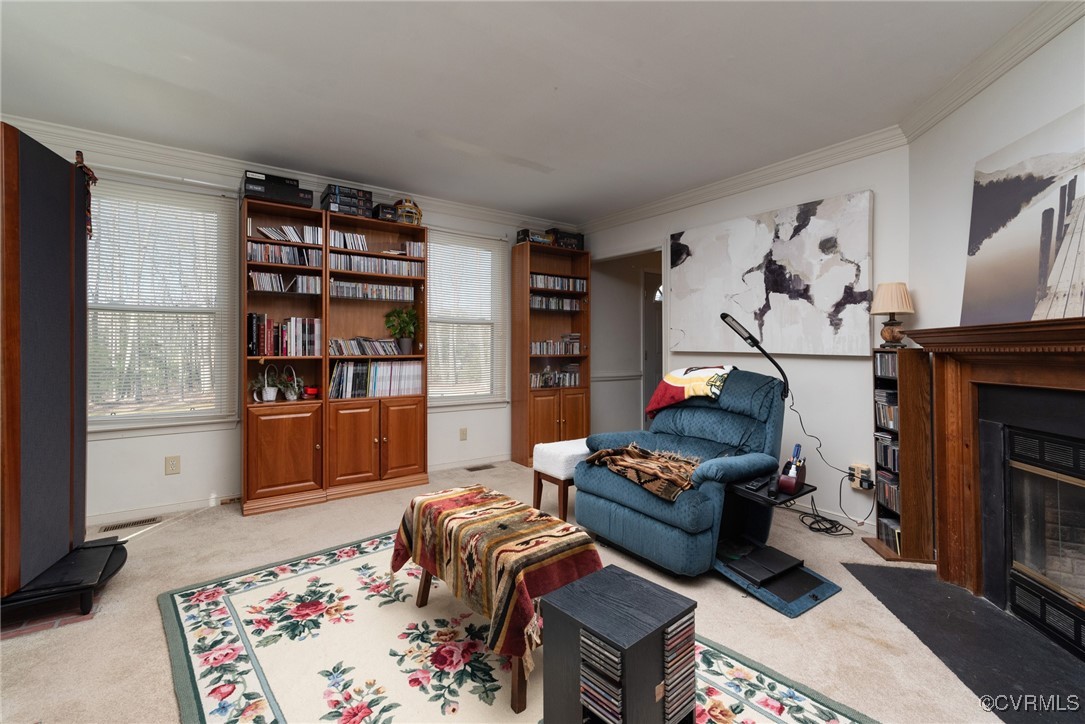 5604 Monguy Road Charles City, VA 23030 - Photo 25 of 49 Living area with visible vents, a fireplace with f