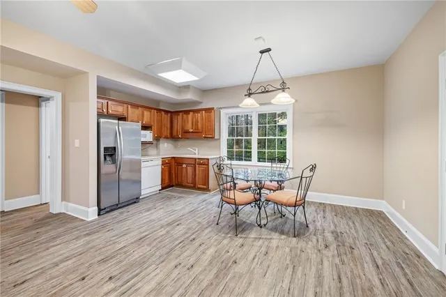 a view of a bench in a garden