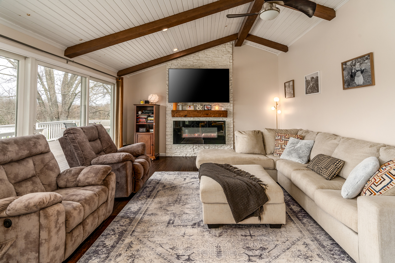 2930 Campground Road Anna, IL 62906 - Photo 35 of 81 a living room with furniture a flat screen tv and a fireplace