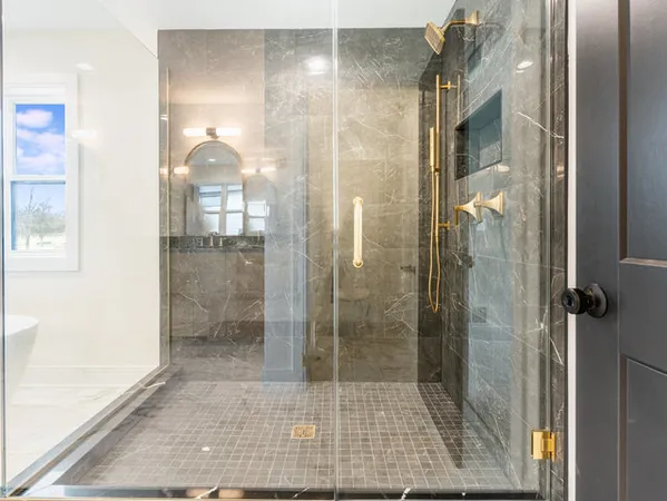 a bathroom with a shower