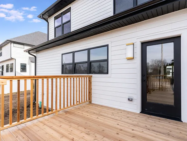 a view of wooden balcony