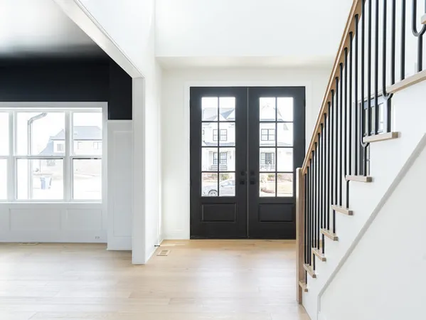an empty room with windows