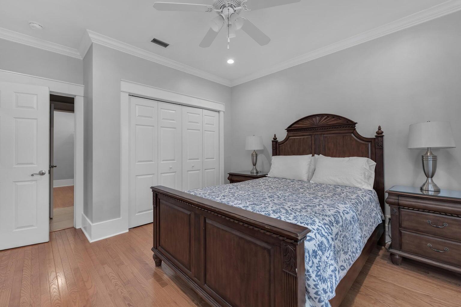 18 Beach Bike Way Inlet Beach, FL 32461 - Photo 42 of 80 a bedroom with a bed and a chandelier