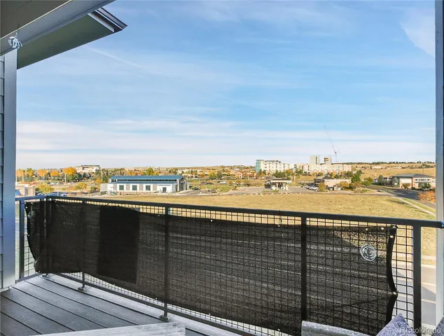 a view of a city skyline from a terrace