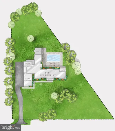 a view of a back yard with green space