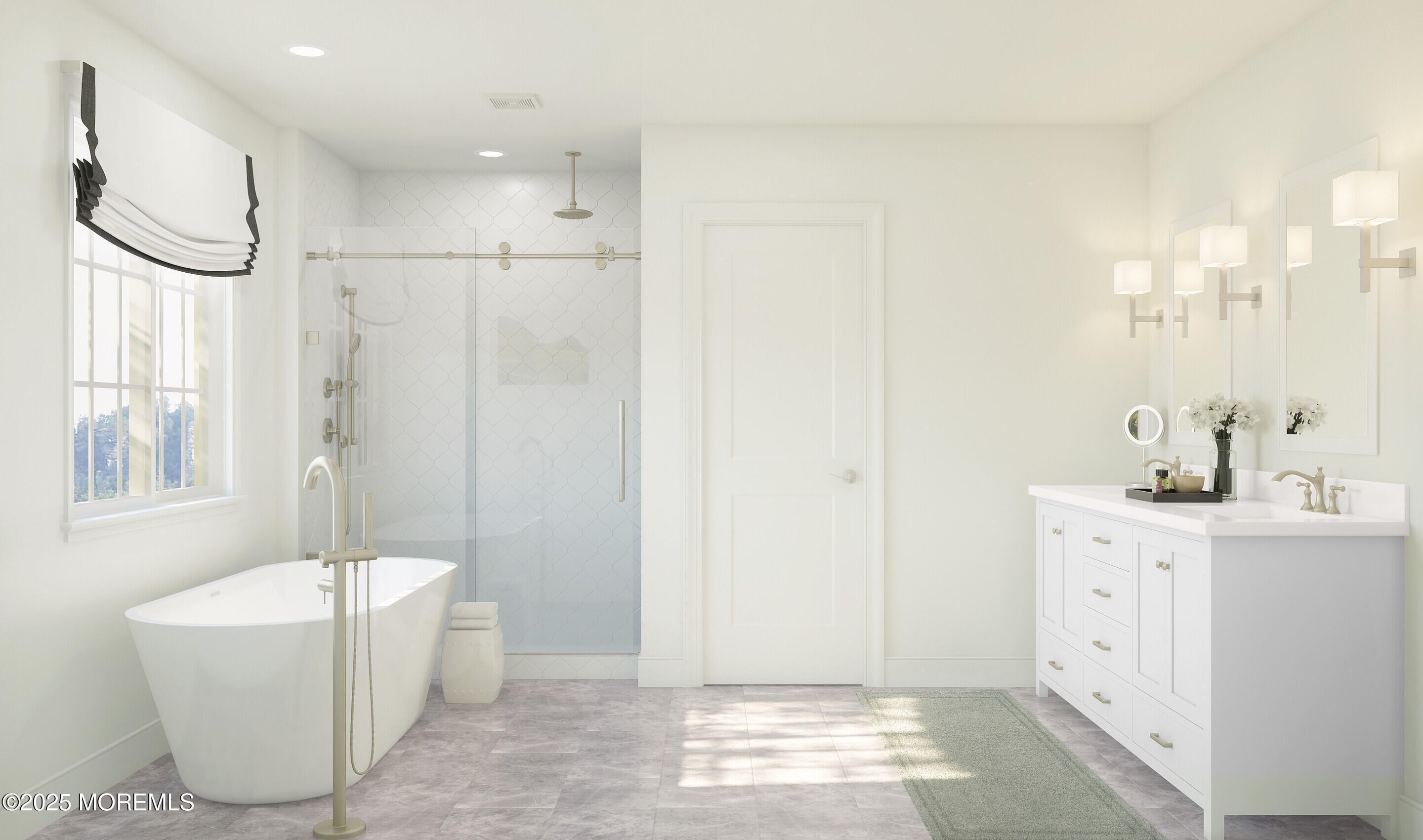 2014 Wander Lane, Unit 2004 Manalapan, NJ 07726 - Photo 9 of 21 a spacious bathroom with a granite countertop sink and a mirror