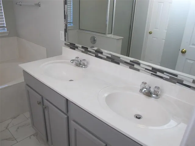 a bathroom with a sink and a bathtub