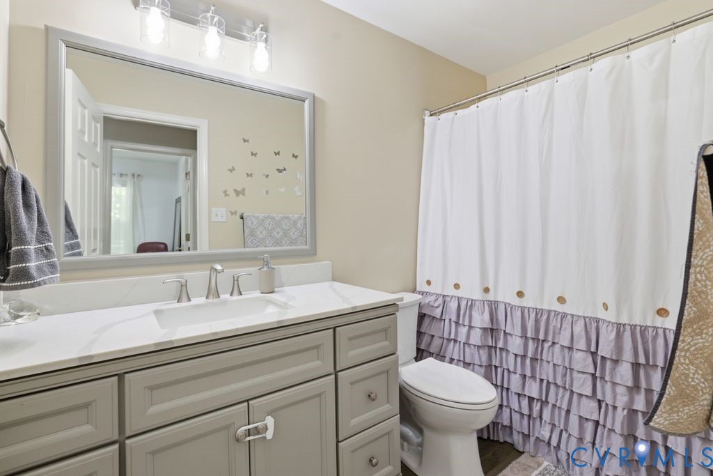 5307 St Pauls Church Road Goochland, VA 23063 - Photo 21 of 44 a bathroom with a sink a toilet and shower