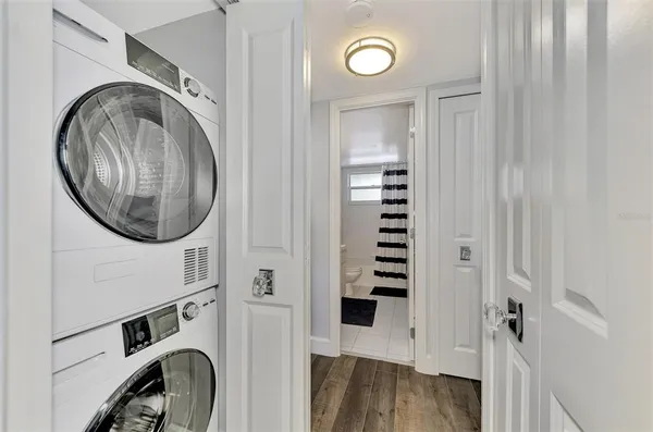 a view of a lake with a city view