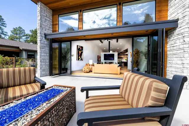 a view of outdoor space with seating area